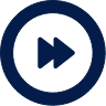 fast forward icon in navy with a ring around it