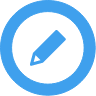 pencil icon in bright blue with a ring around it