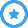 star icon in bright blue with a ring around it