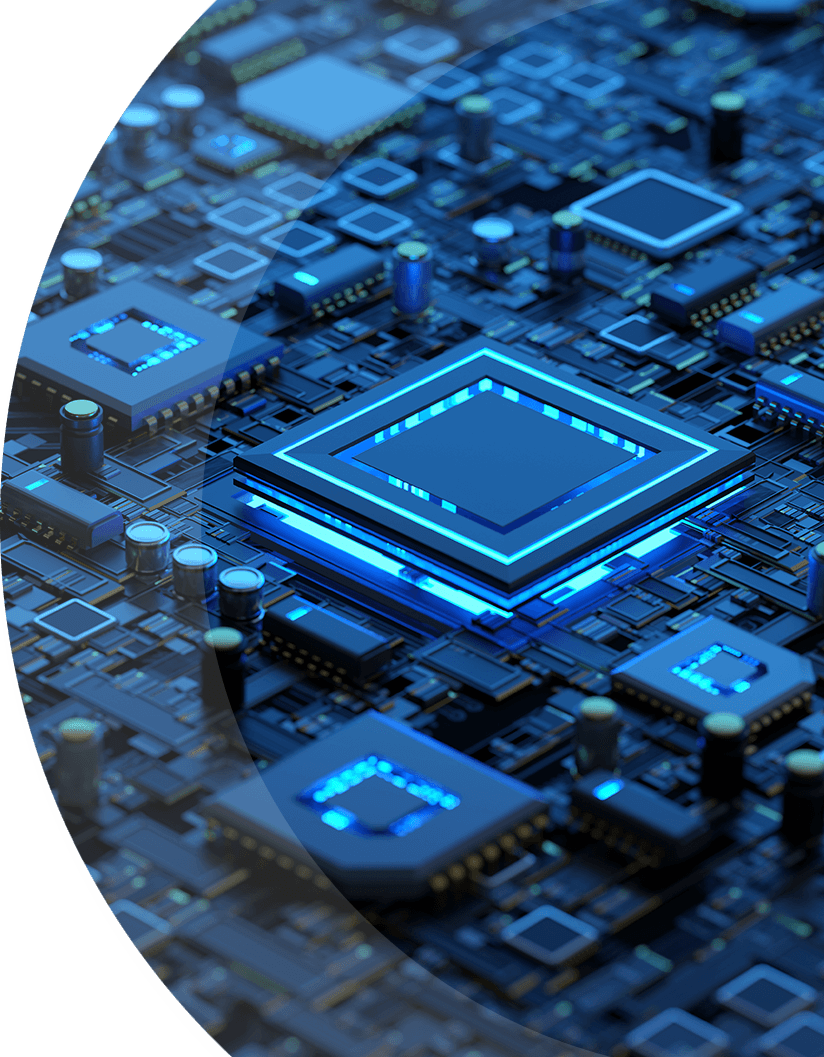 a circuitboard covered in microchips