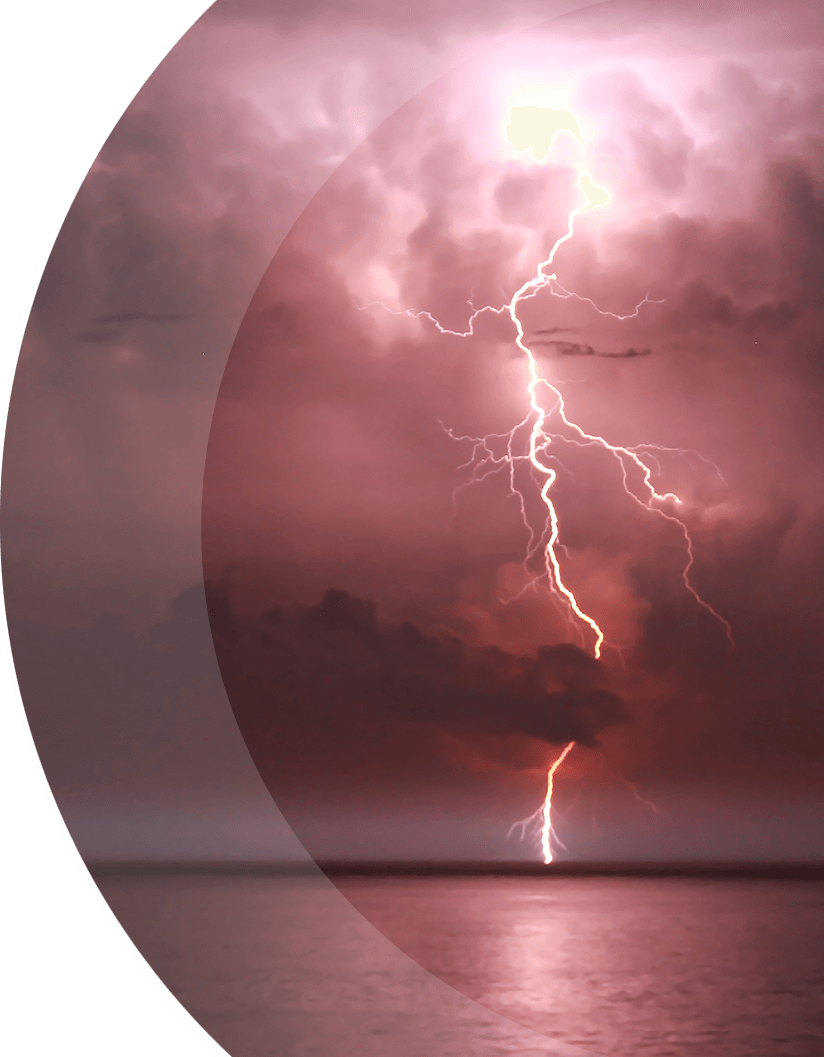 lightning over an ocean at night