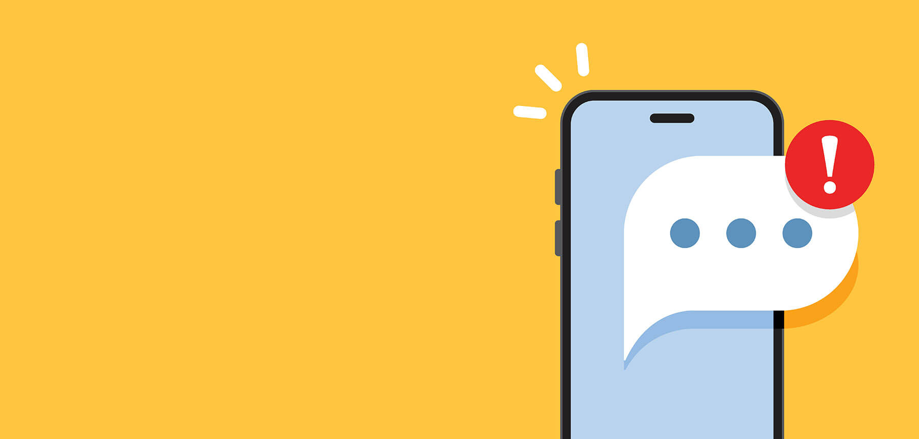 Phone getting notification illustration on orange background